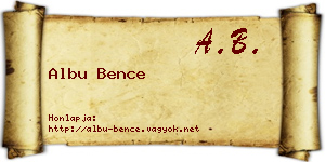 Albu Bence névjegykártya
